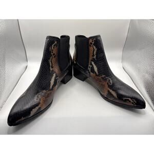 Donald Pliner Dyla Leather Bootie in Black & Brown Snake Print